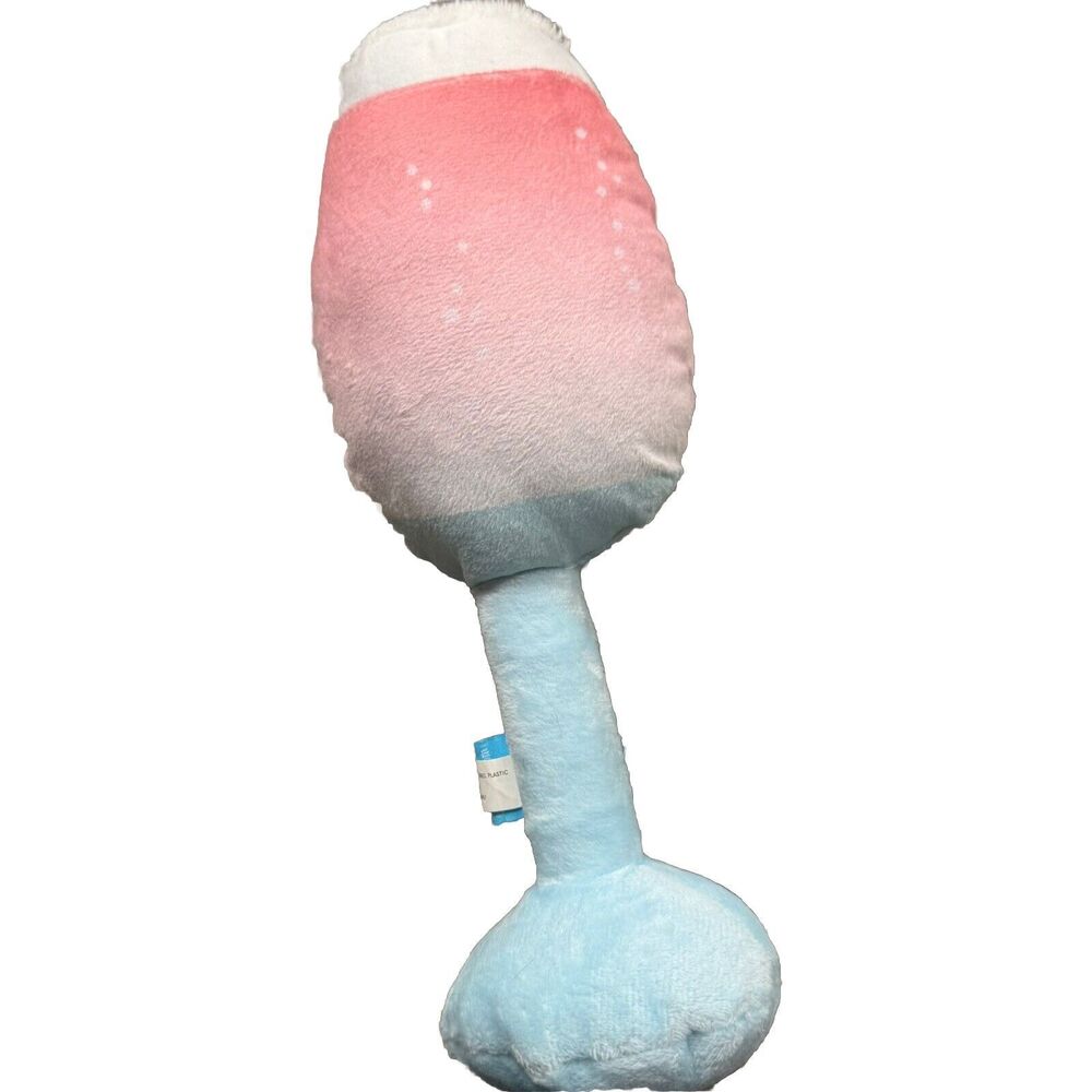 Bark Box Pink Blue Chompagne Plush Squeak Spiky Ball Fetch Chew Play Dog Toy